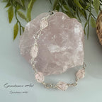 Enkelband / armband Rozenkwarts (omwikkeld met zilverdraad) image 0