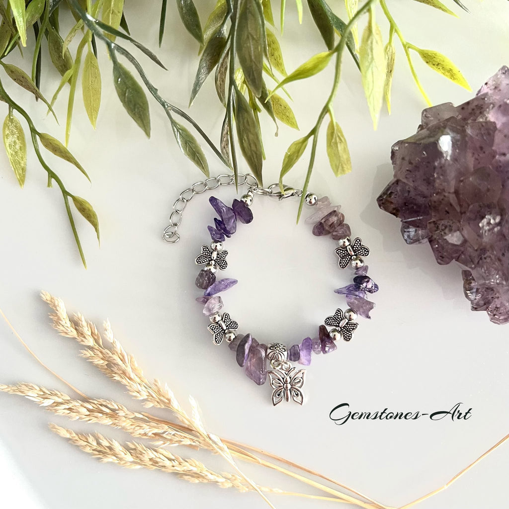 Amethist armband  met vlinder image 0