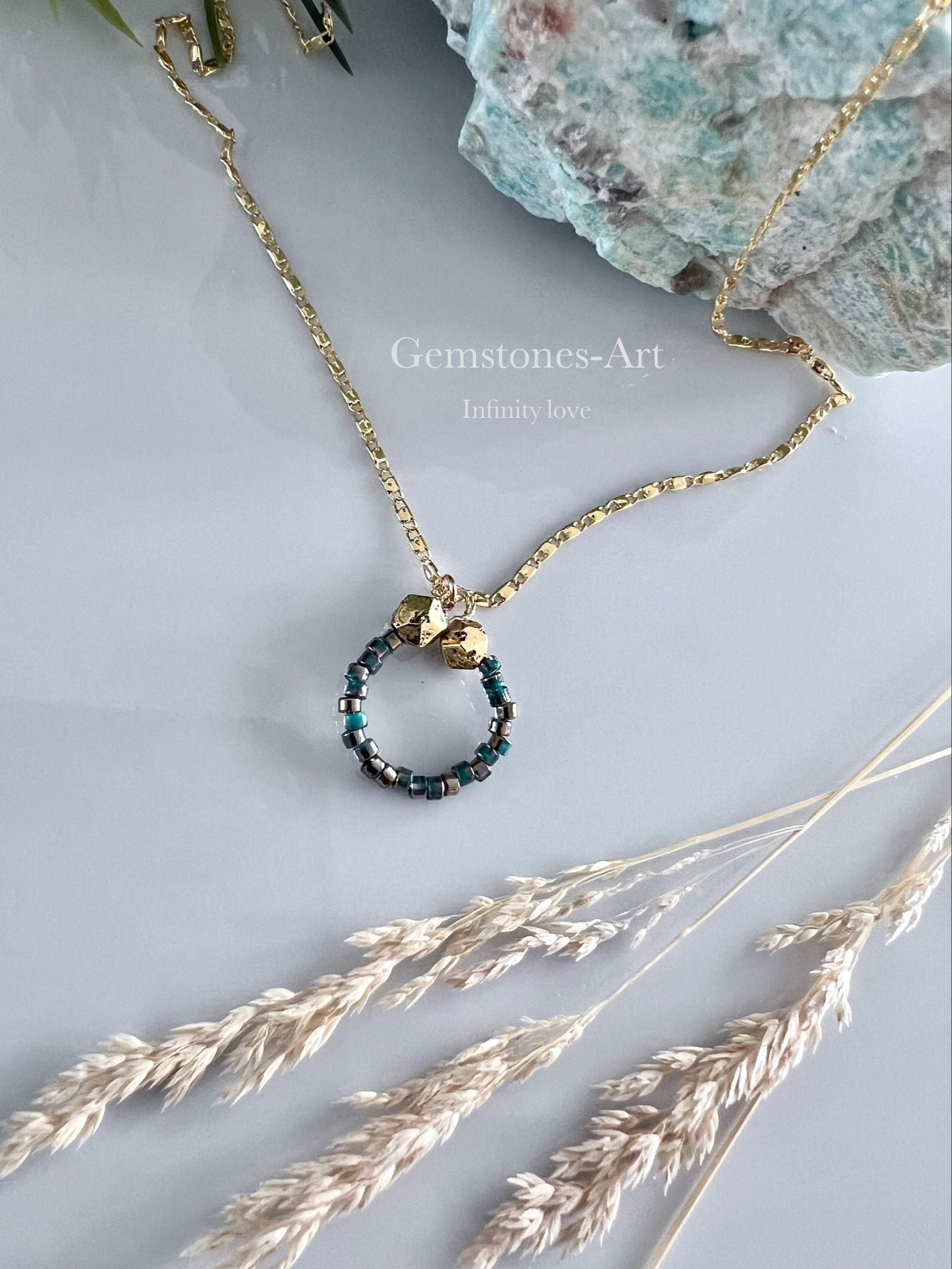 Miyuki kraal emerald /goudkraal - Infinity love image 2