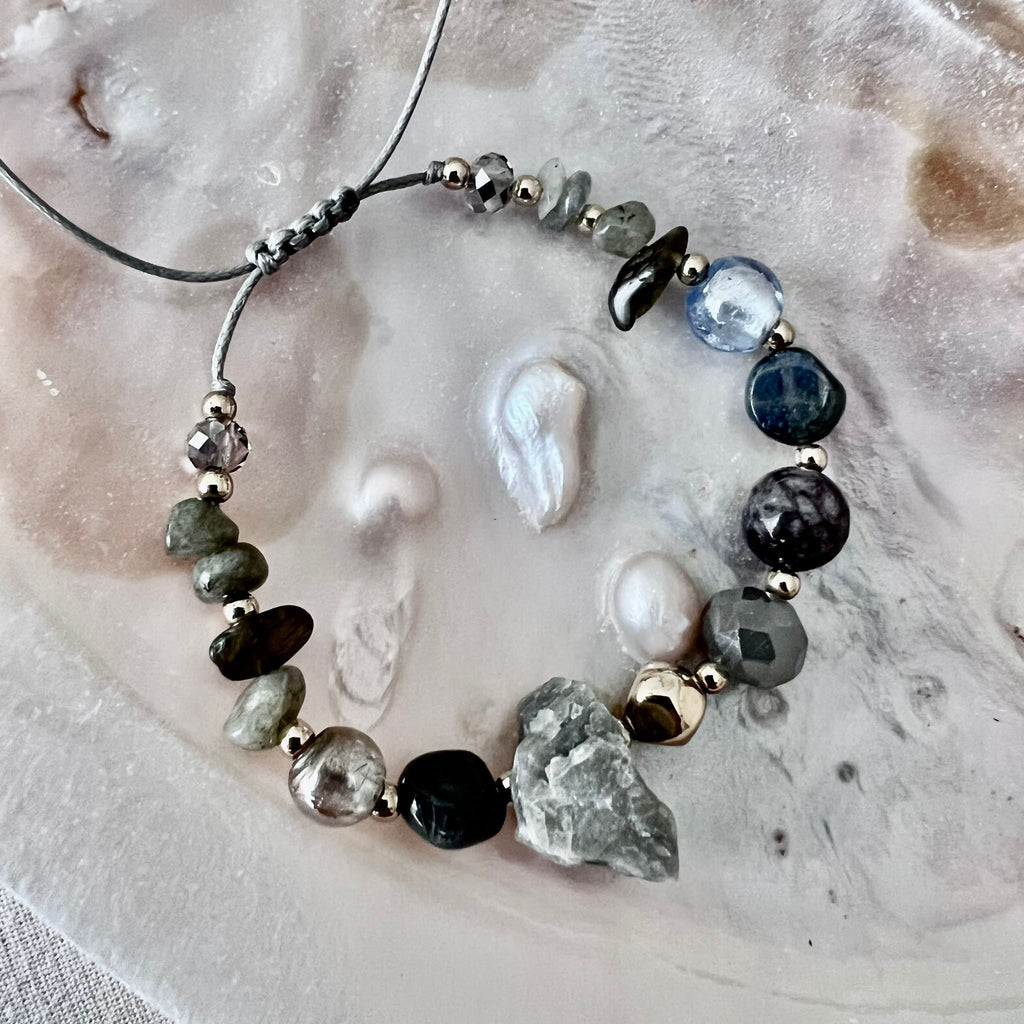 Dames armband - Labradoriet met agaat image 0