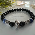 Heren armband - agaat / Sodaliet / stalen tussen beads / Spartaanse helm staal / image 0