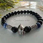 Heren armband - agaat / Sodaliet / stalen tussen beads / Spartaanse helm staal / image 0