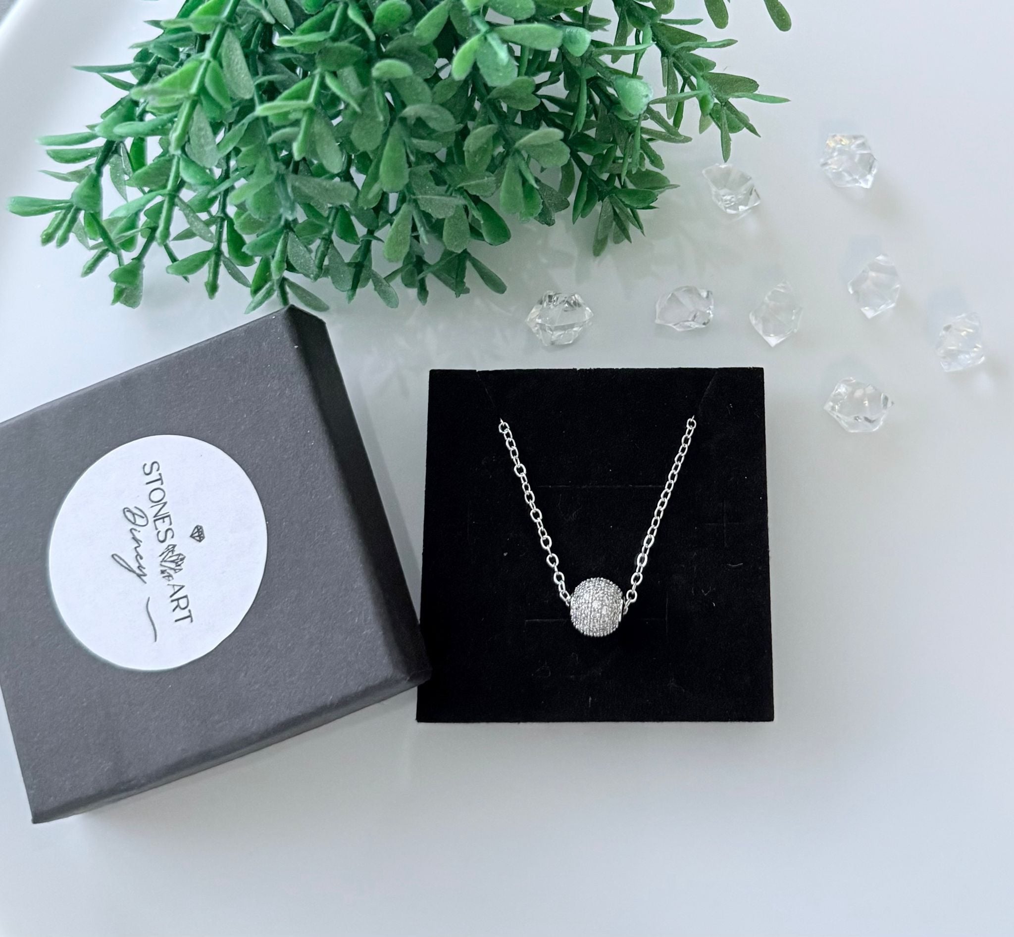 Dames ketting - hanger strass zilver image 1