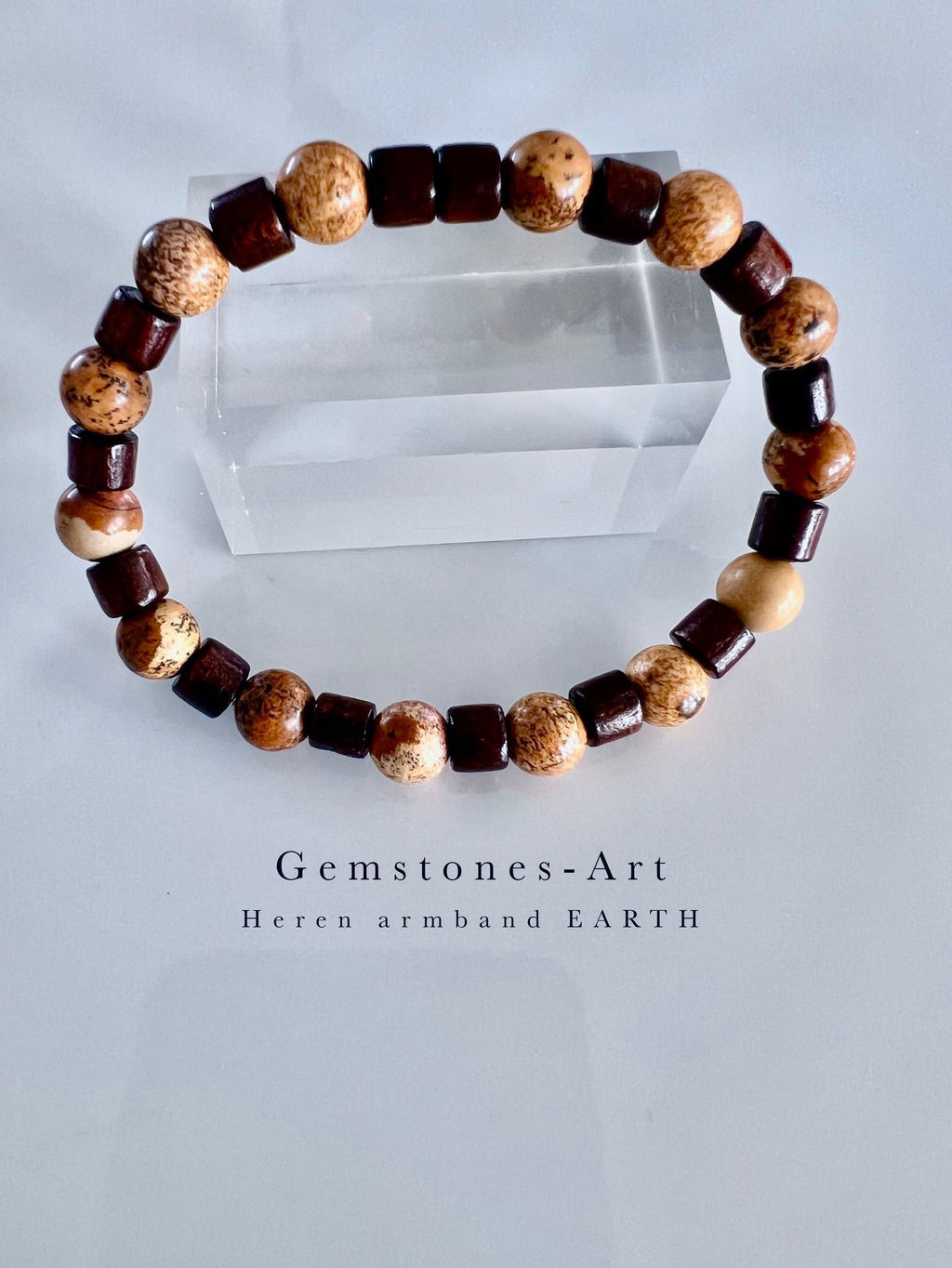 Twee Heren armbanden Groene Jaspis / picture Jaspis image 1