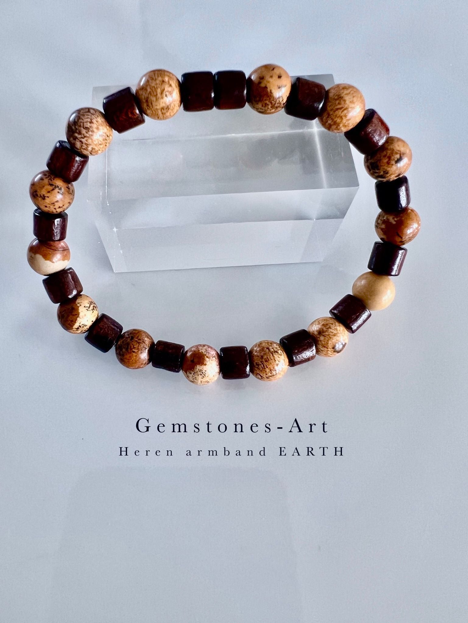 Twee Heren armbanden Groene Jaspis / picture Jaspis image 1