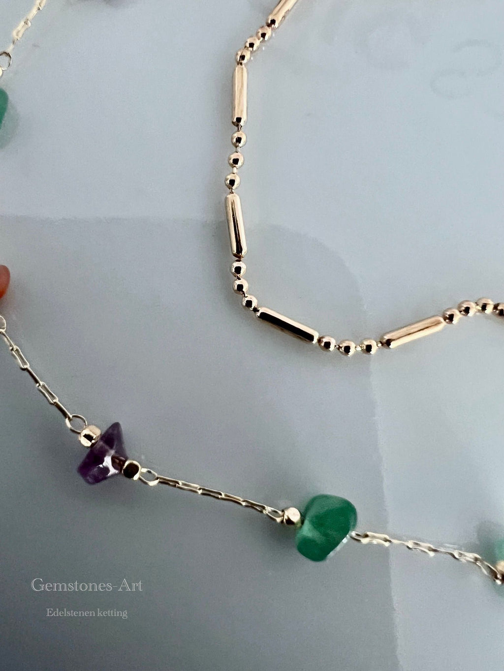Edelstenen ketting dubbel image 1