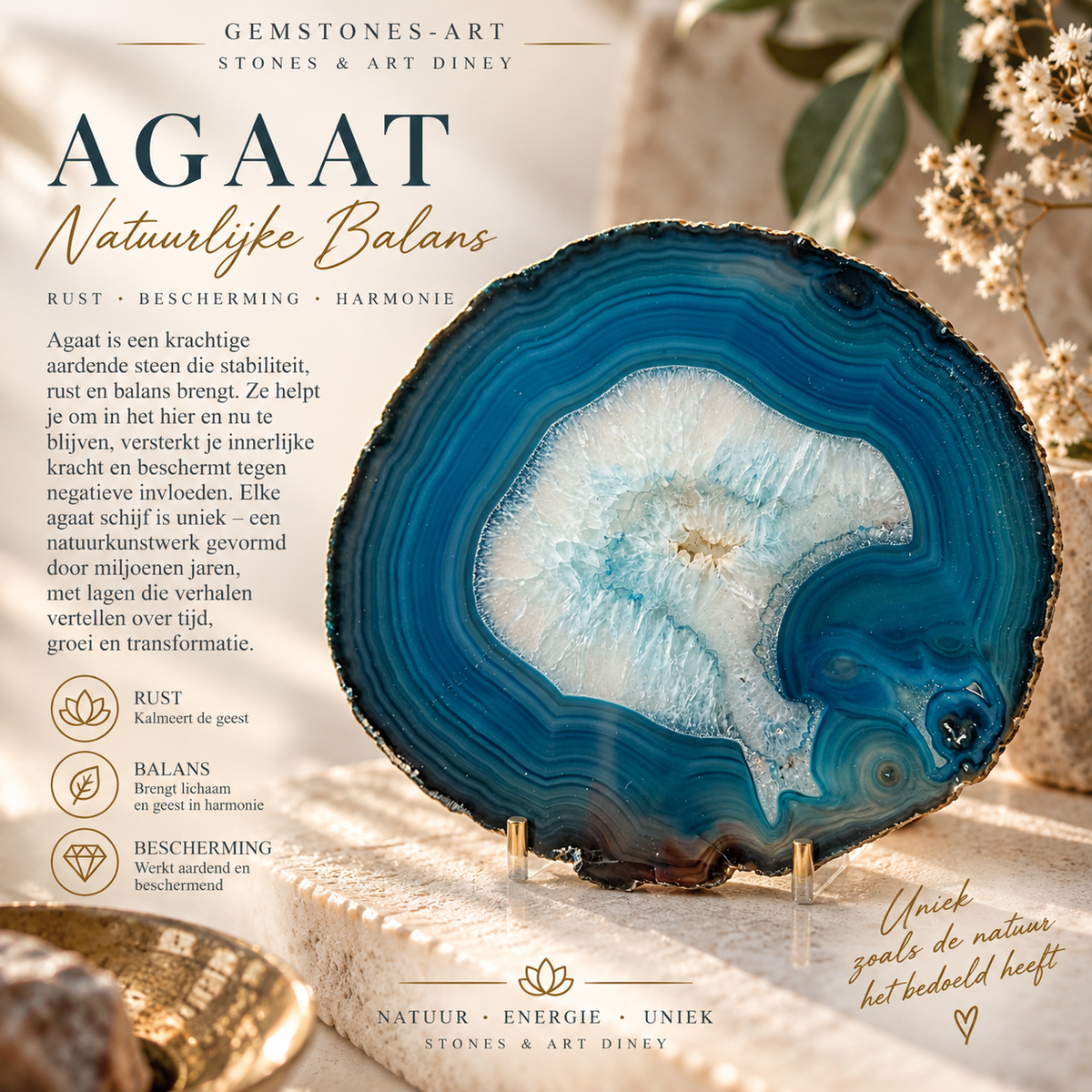 Agaat blauw gekleurd