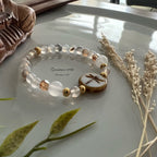 Armband Odonata - maansteen met Bergkristal + vergulde tussen kraaltjes - (handmade) image 0
