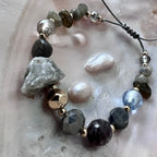 Dames armband - Labradoriet met agaat image 2