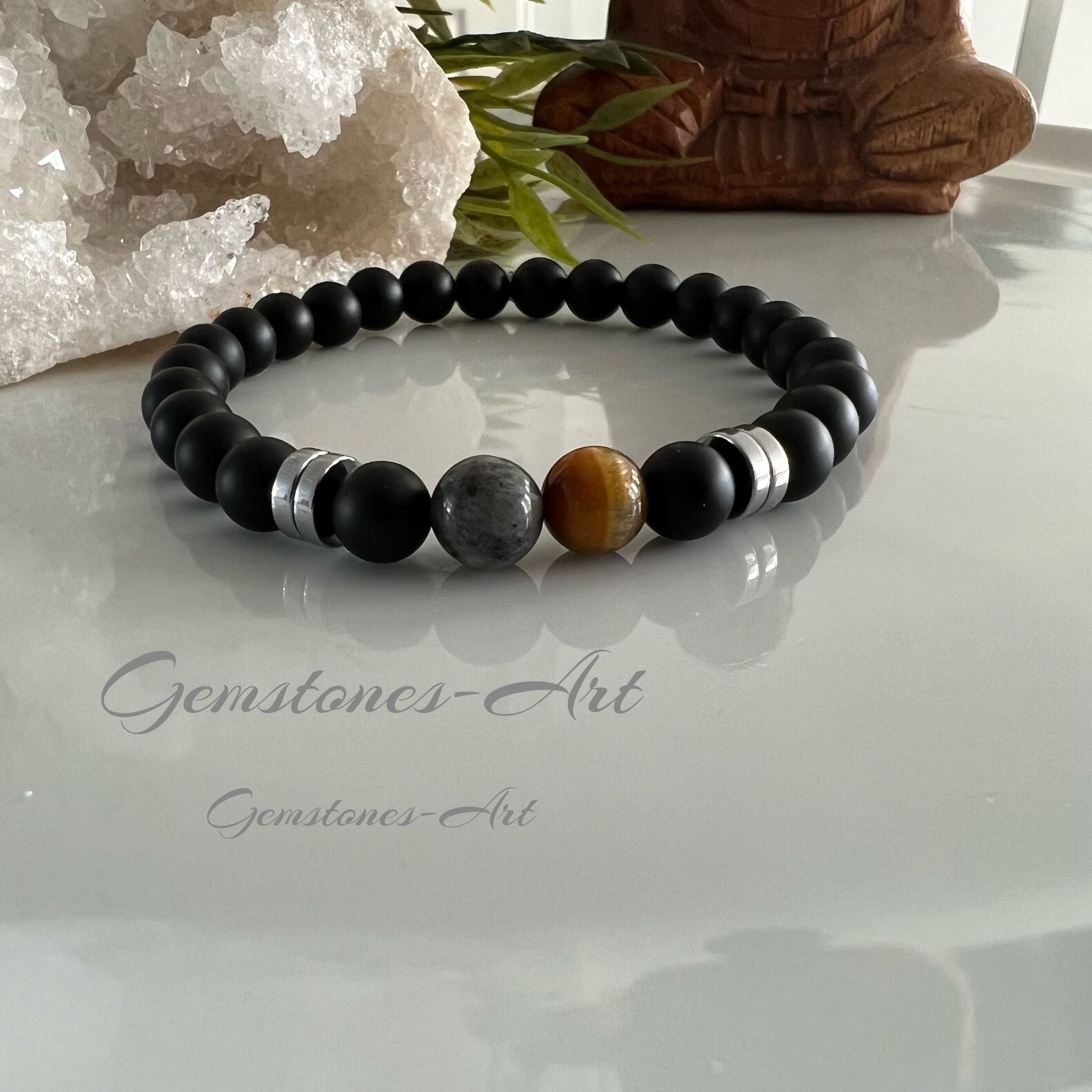 Armband Agaat/Tijgeroog/Labradoriet (handmade) image 0