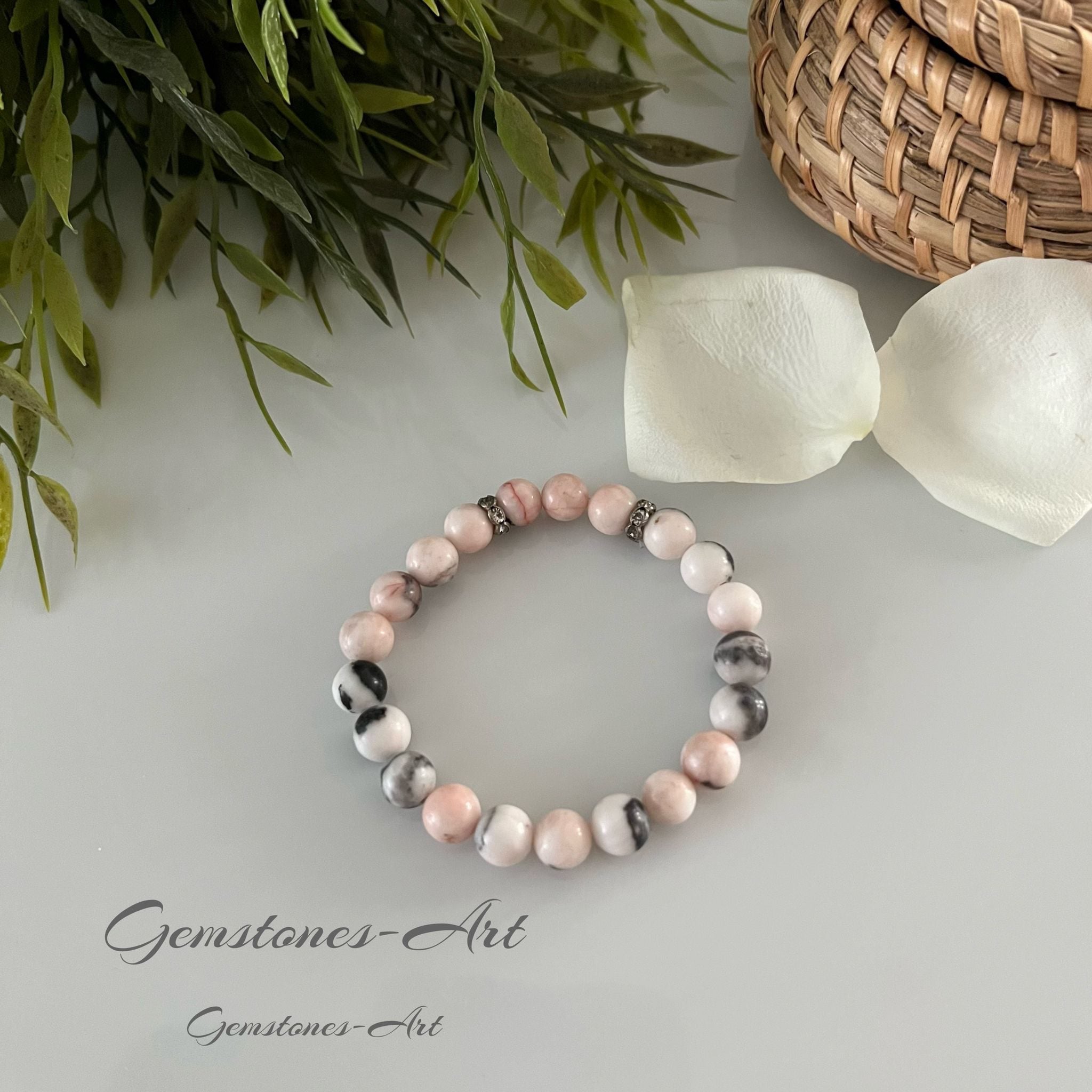 Armband pink zebra jaspis (handmade) image 0