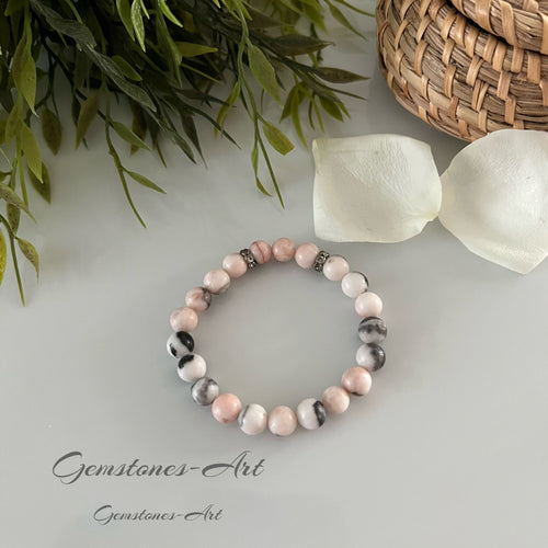 Armband pink zebra jaspis (handmade) image 0