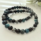 Herenarmband - obsidiaan, hematiet, valkenoog image 1