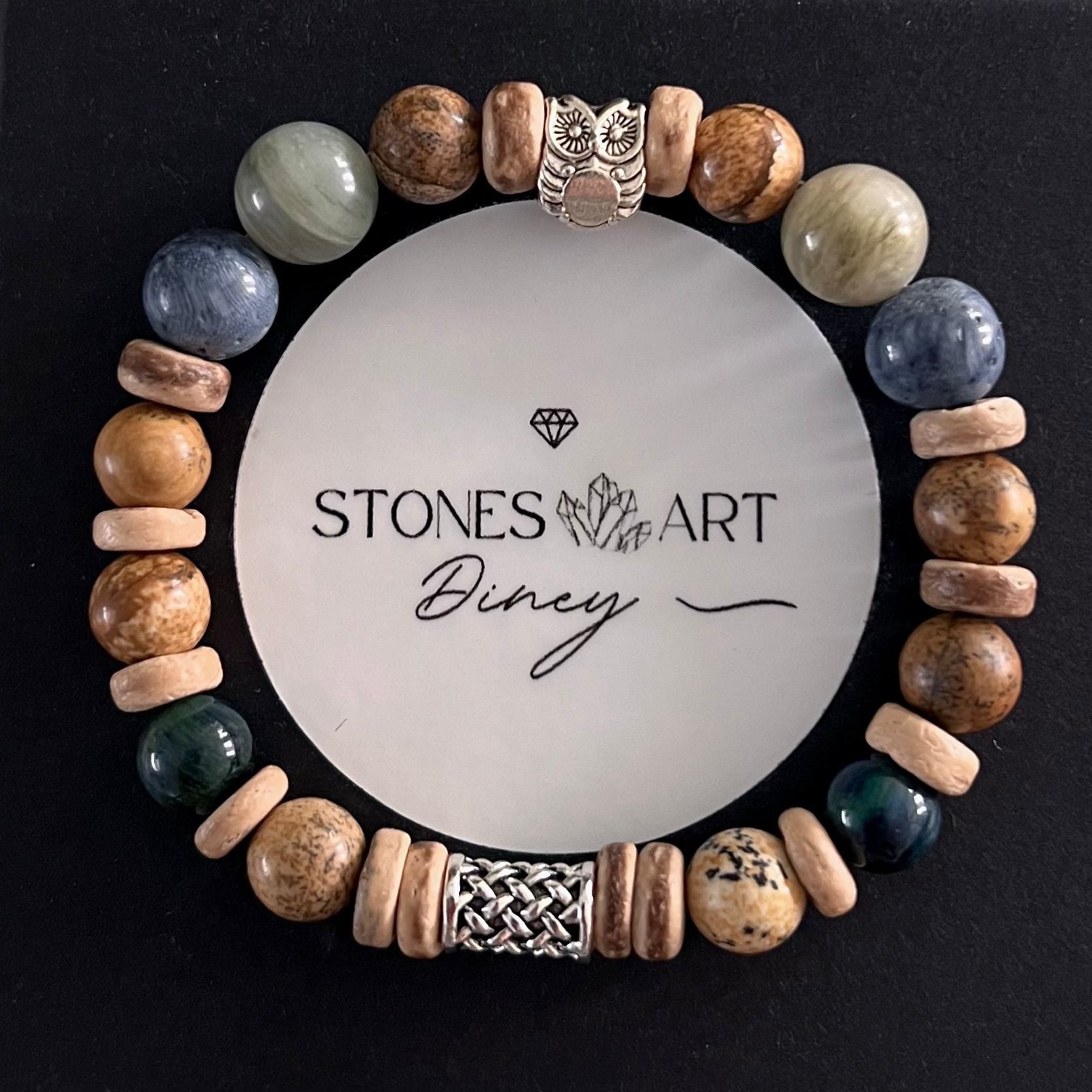 Heren armband  Wisdom - picture Jaspis &amp; valkenoog edelstenen image 2