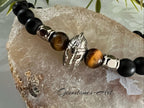 Heren armband - agaat / tijgeroog / stalen tussenbeads / Spartaanse helm (handmade) image 1