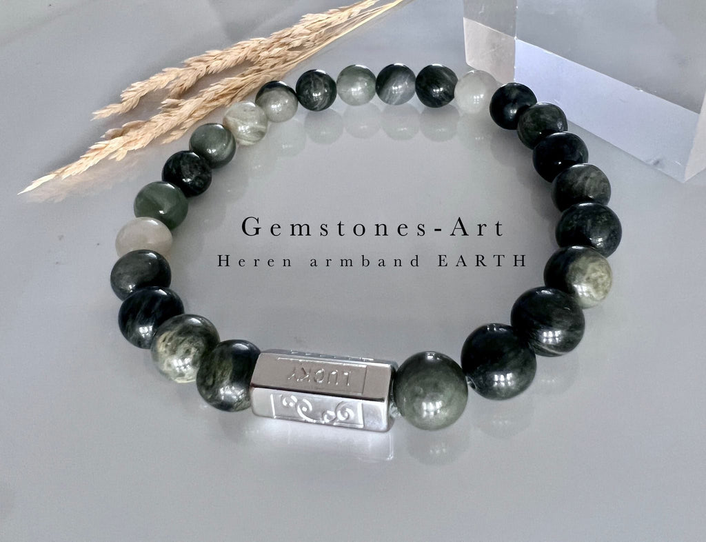 Twee Heren armbanden Groene Jaspis / picture Jaspis image 6