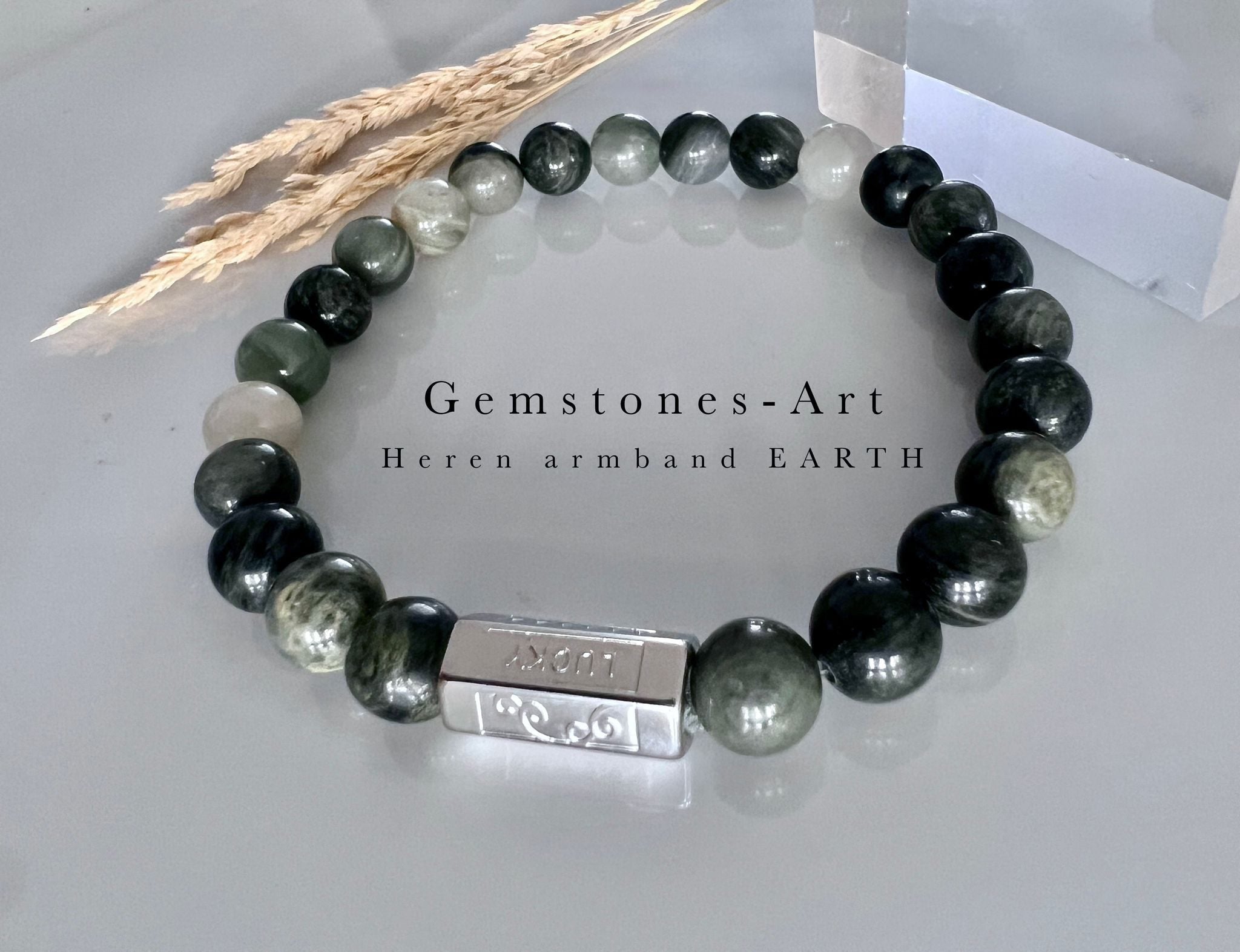Twee Heren armbanden Groene Jaspis / picture Jaspis image 6