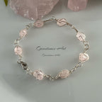 Enkelband / armband Rozenkwarts (omwikkeld met zilverdraad) image 2