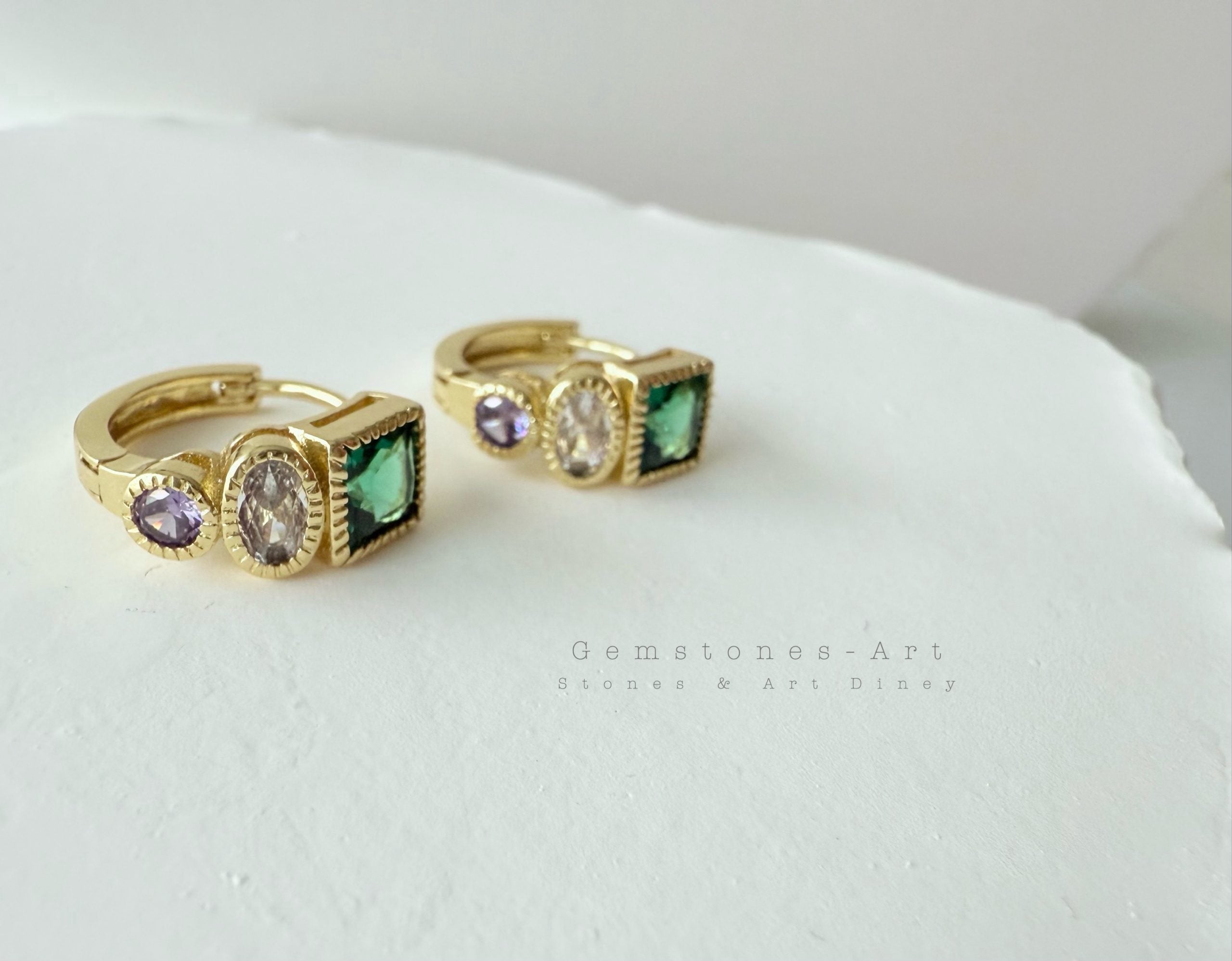 Oorbellen - Emerald Multicolor "Mini Hoops" image 0