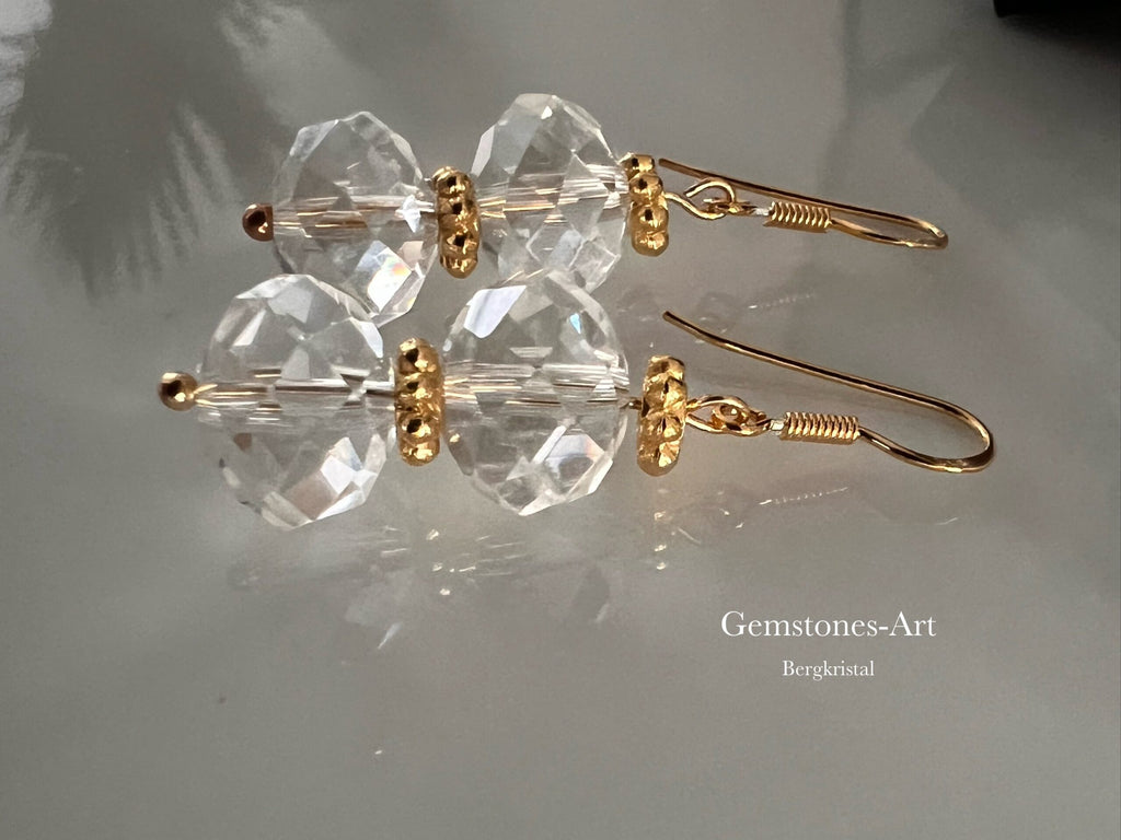 Bergkristal facet oorhangers - 14kt goud image 2