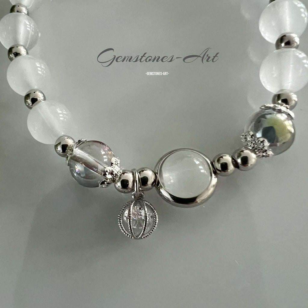 Armband maansteen met bergkristal image 1
