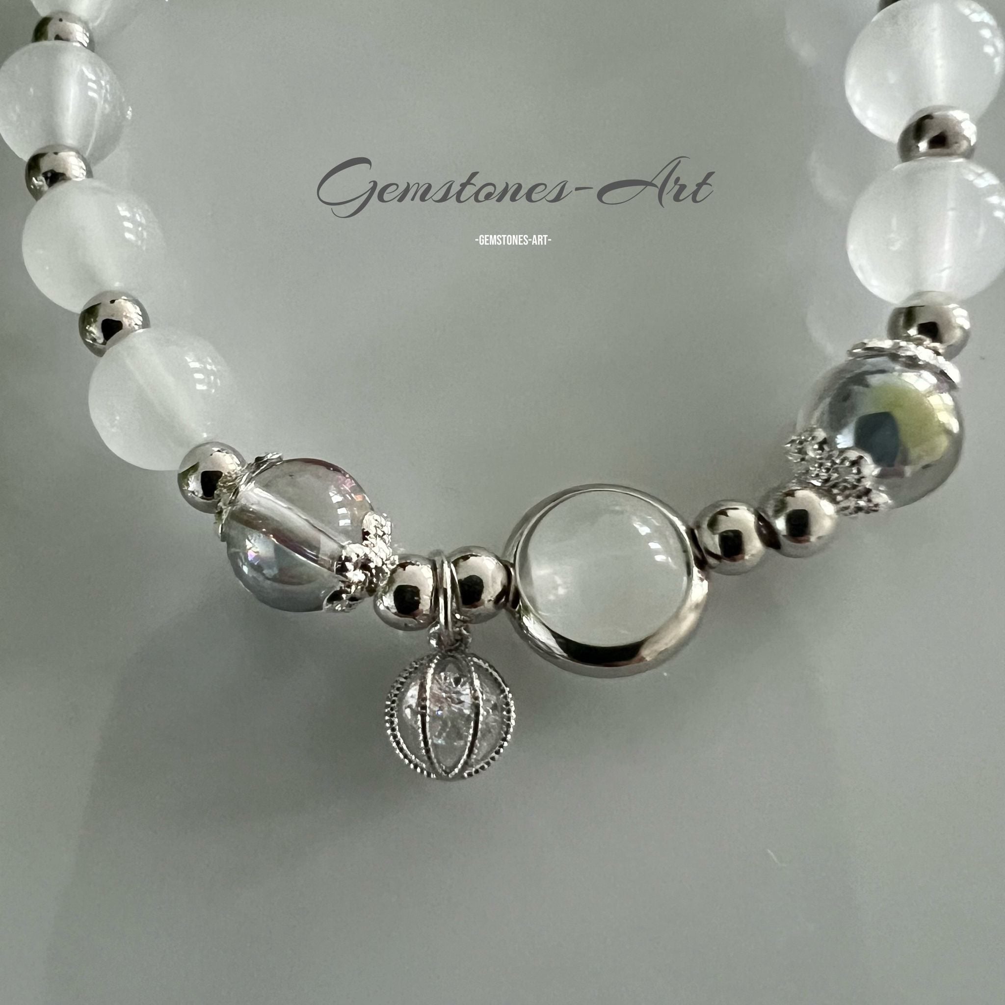 Armband maansteen met bergkristal image 1