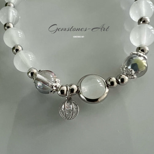 Armband maansteen met bergkristal image 1