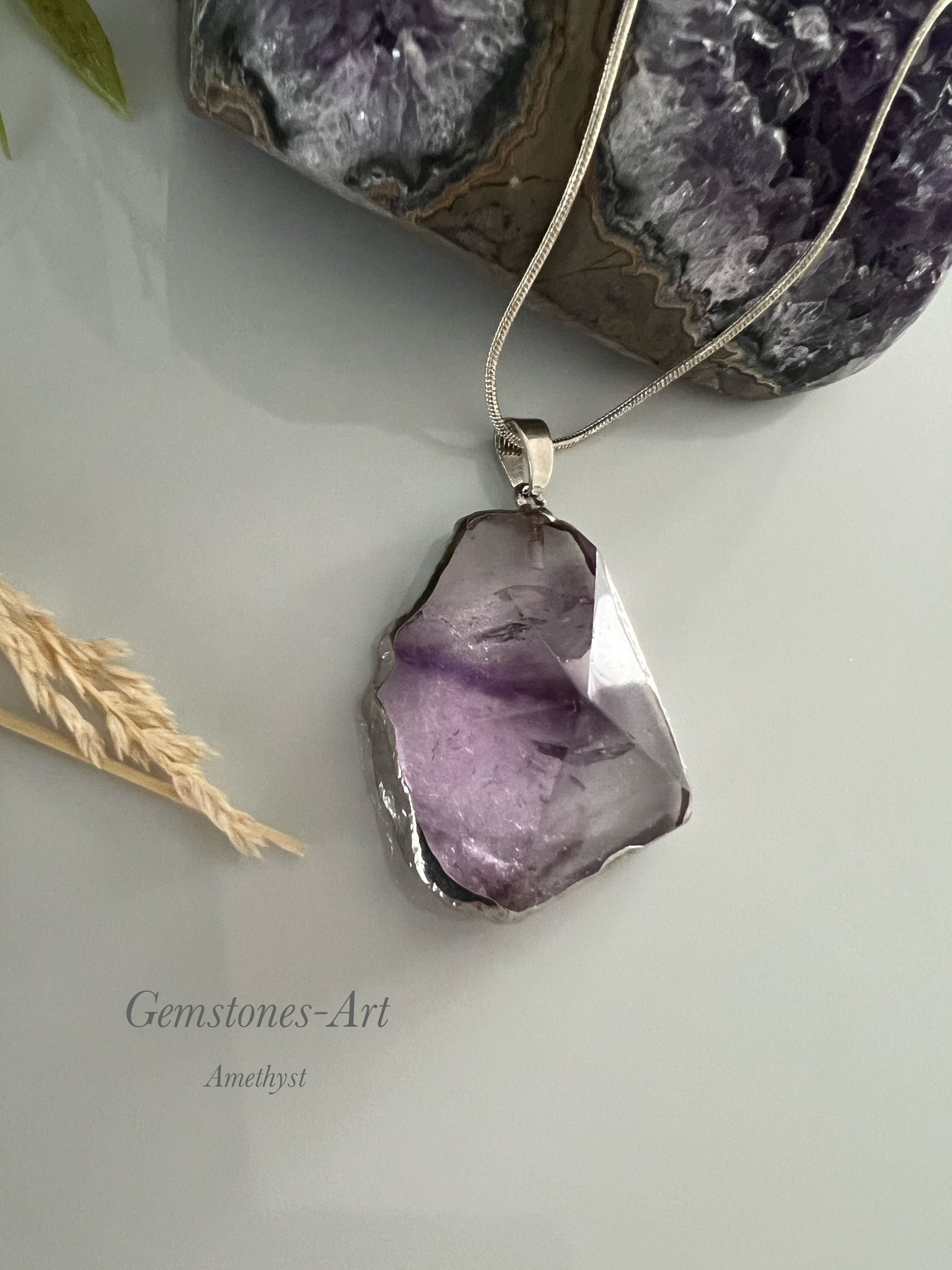Amethist hanger + ketting image 2