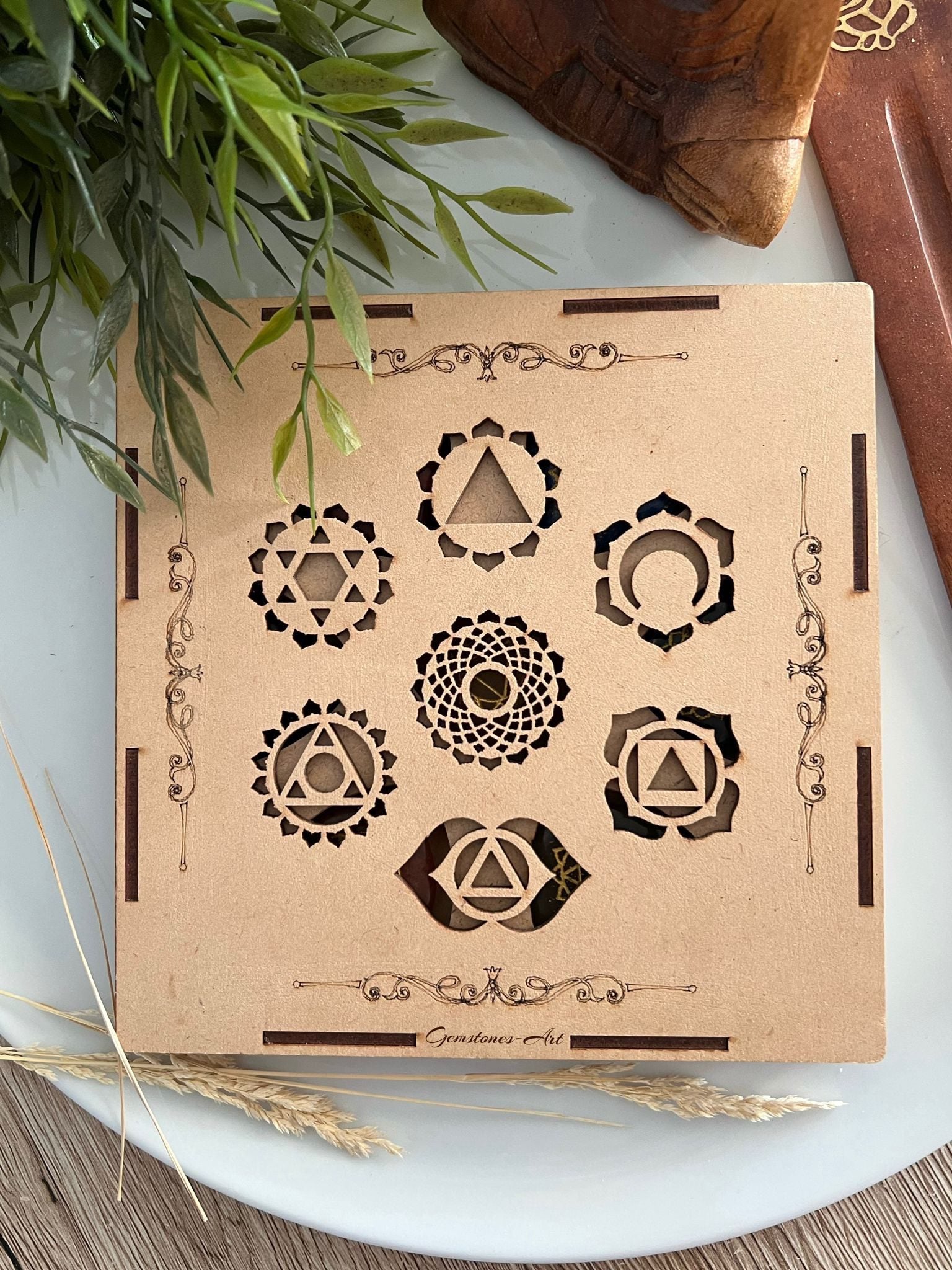 Chakra edelstenen harten set in opbergdoos/geschenkdoos image 1