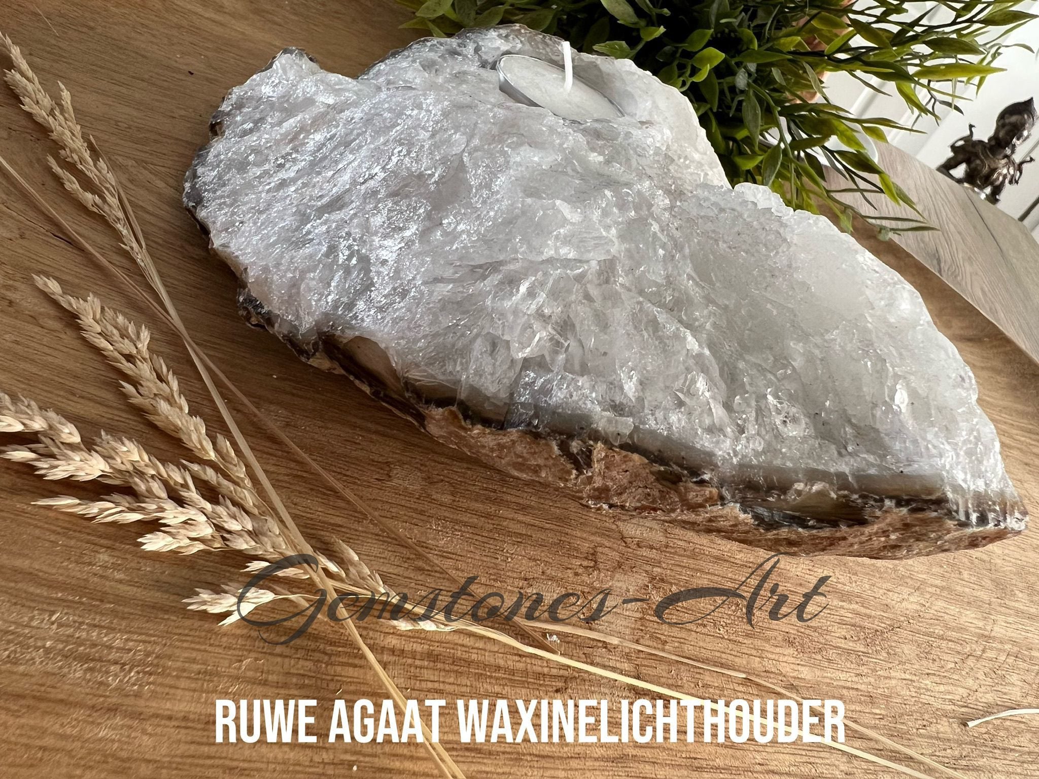 Waxinelichthouder ruwe Agaat image 2