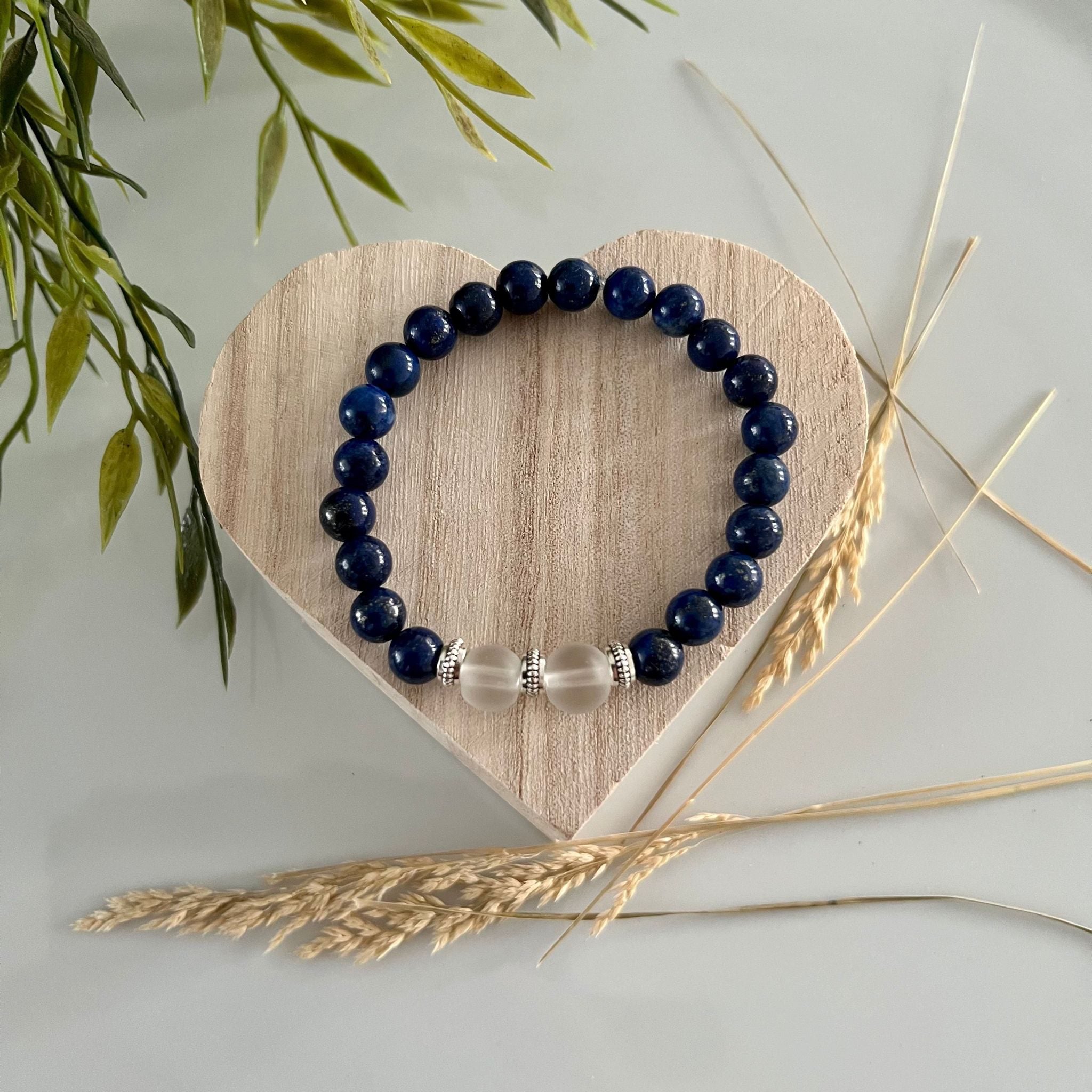 Armband lapis lazuli met bergkristal image 1