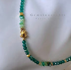 Dames halsketting apatite facet kraal 14 kt gouden schildpadje image 1