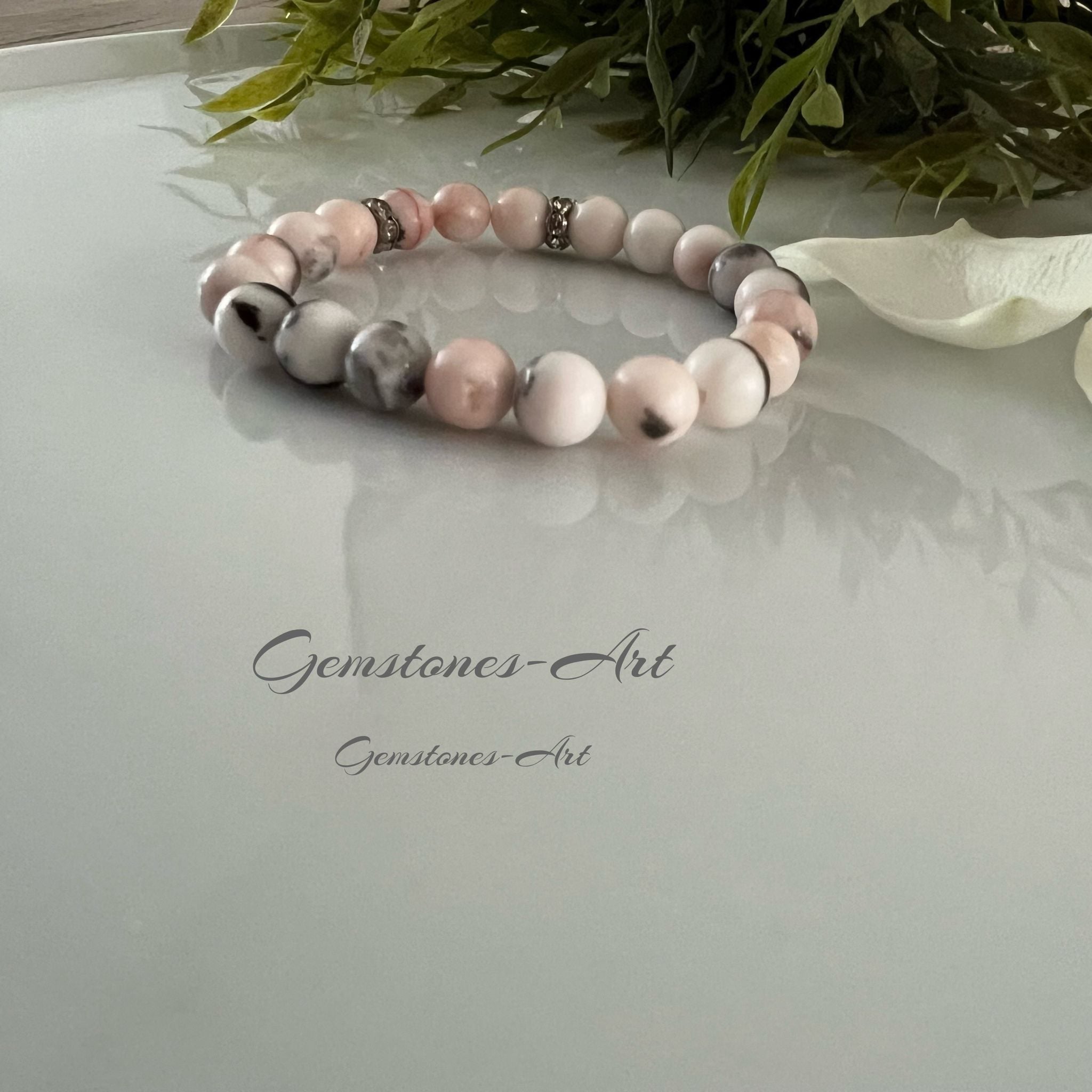 Armband pink zebra jaspis (handmade) image 1