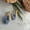 Oorbellen donut - blauw Grieks keramiek image 0