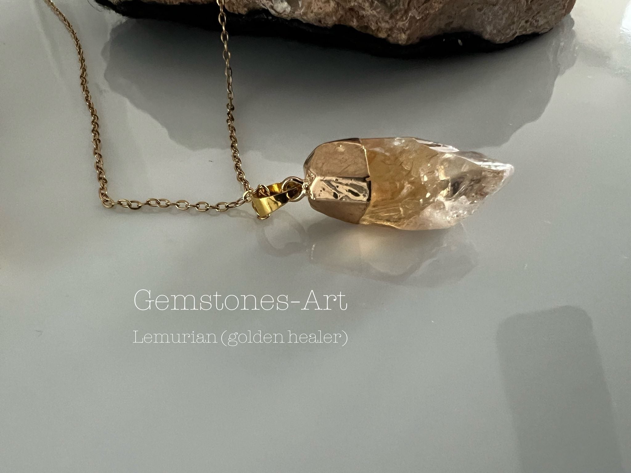 Ketting &amp; hanger - Lemurian / golden healer image 2