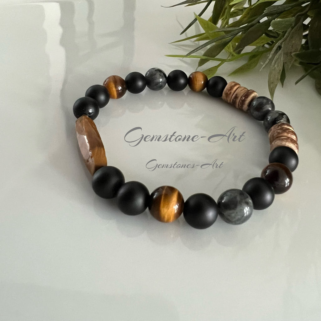 Armband (handmade) Toermalijn/tijgeroog/kokos/kraal -( handmade) image 1