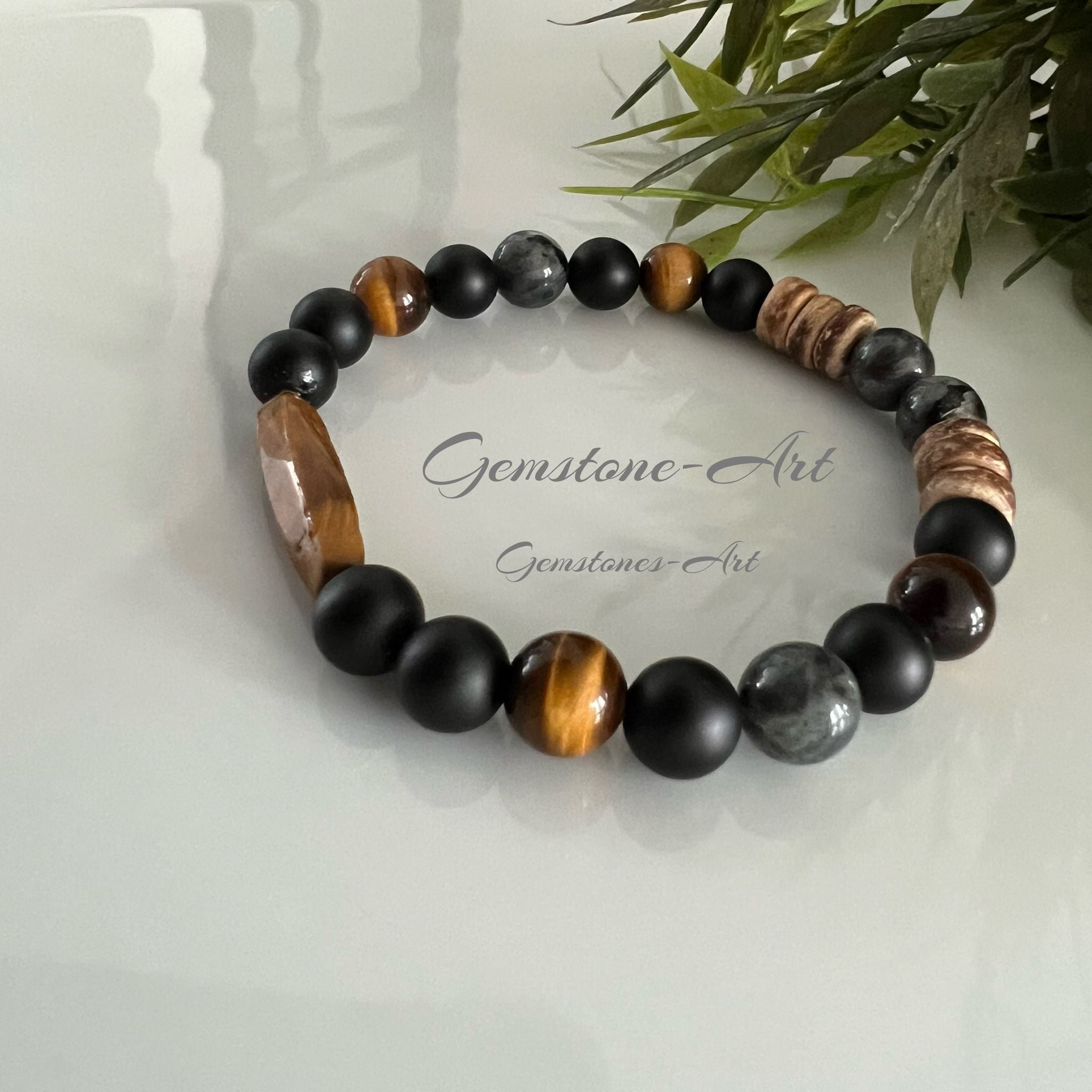 Armband (handmade) Toermalijn/tijgeroog/kokos/kraal -( handmade) image 1