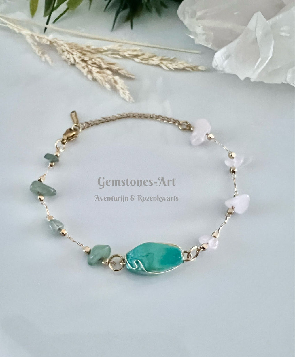 Edelstenen armband - handmade (verstelbaar) image 0