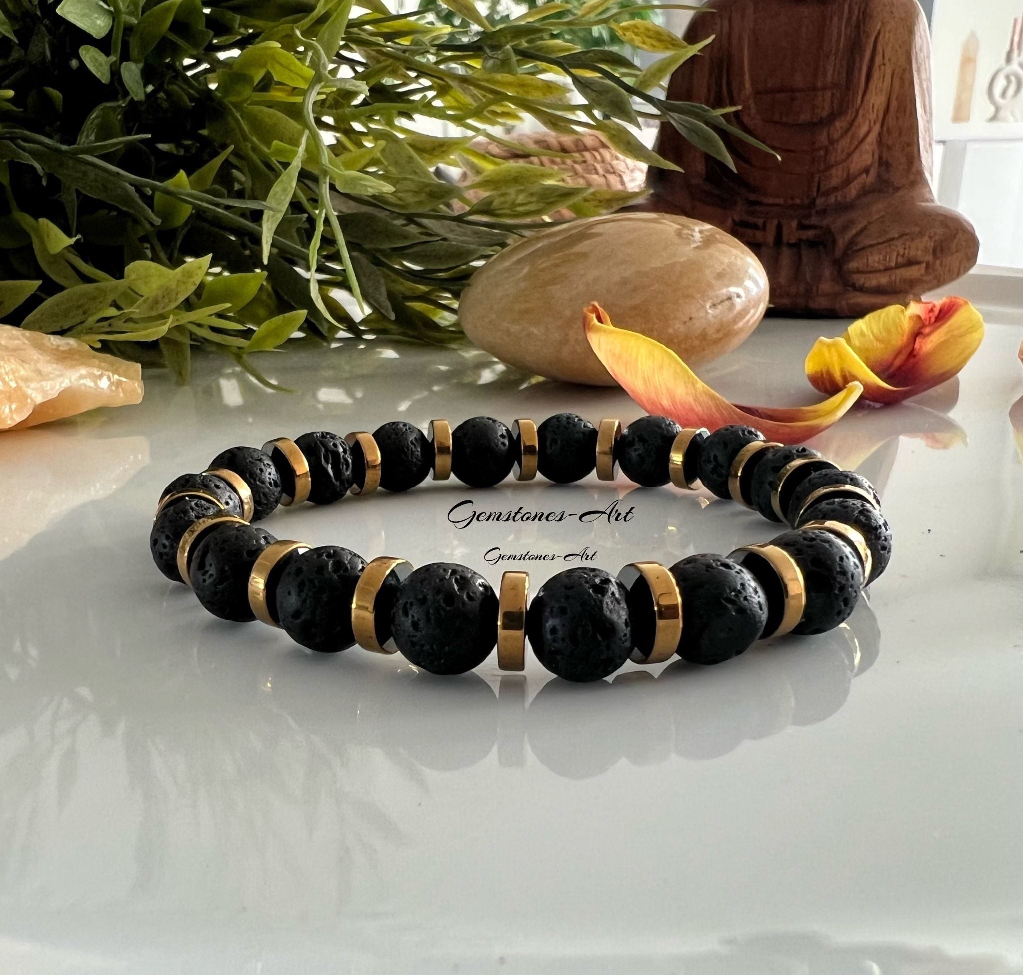 Armband Lavasteen/Hematiet (handmade) image 0