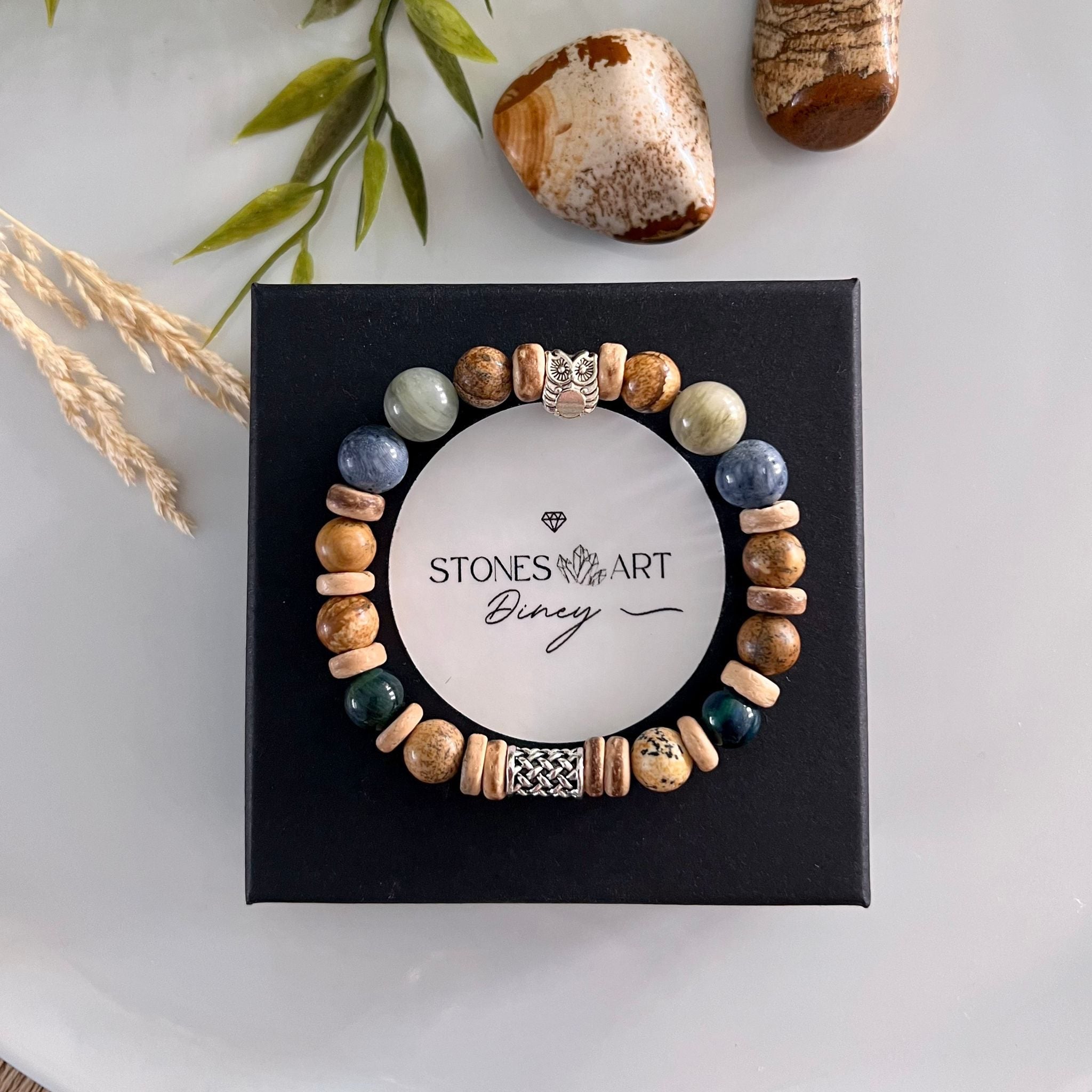 Heren armband  Wisdom - picture Jaspis &amp; valkenoog edelstenen image 1