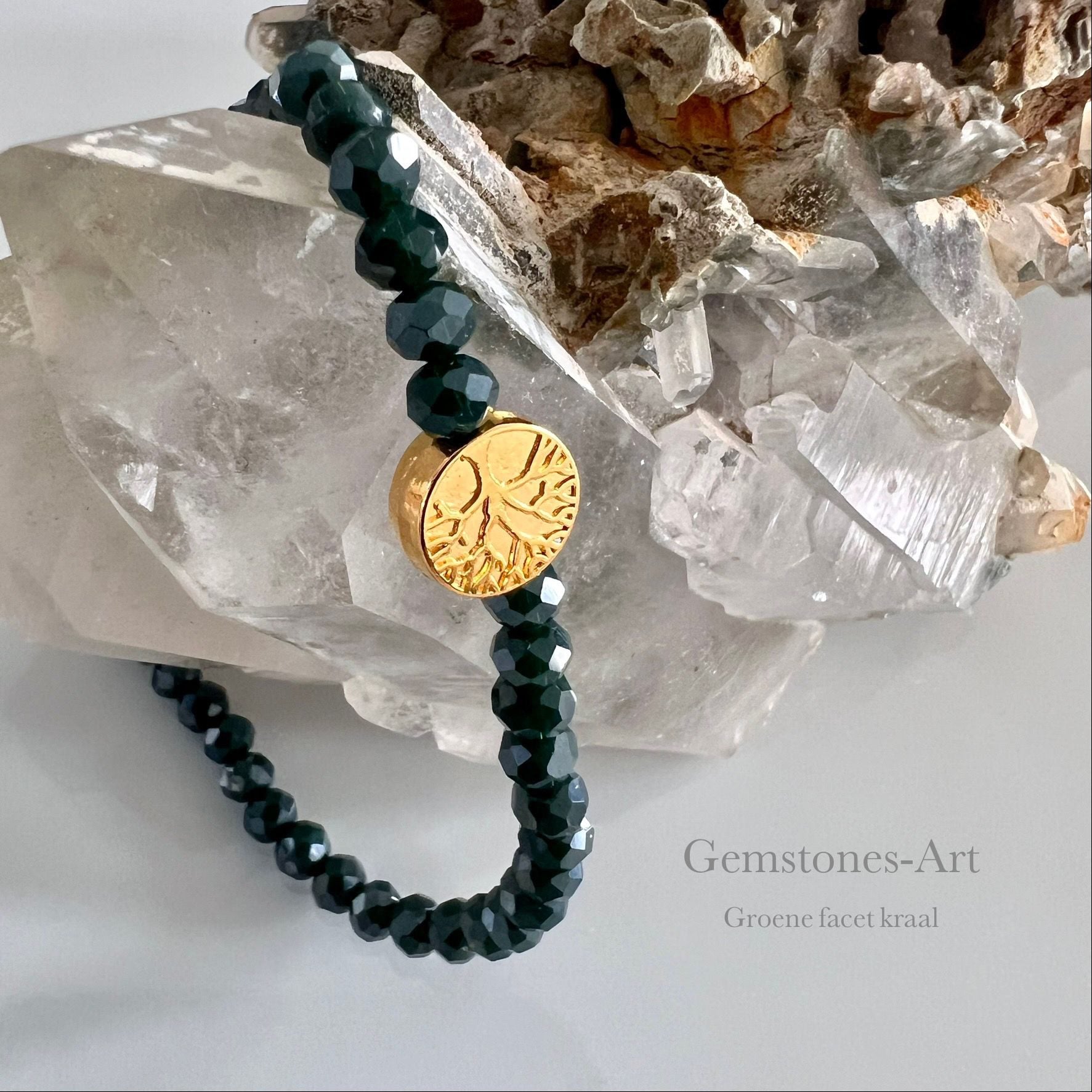 Dames armband tree of life - Green  Czech facet image 0