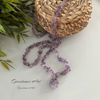 Ketting met split amethist en zilverkleurige kraaltjes image 1