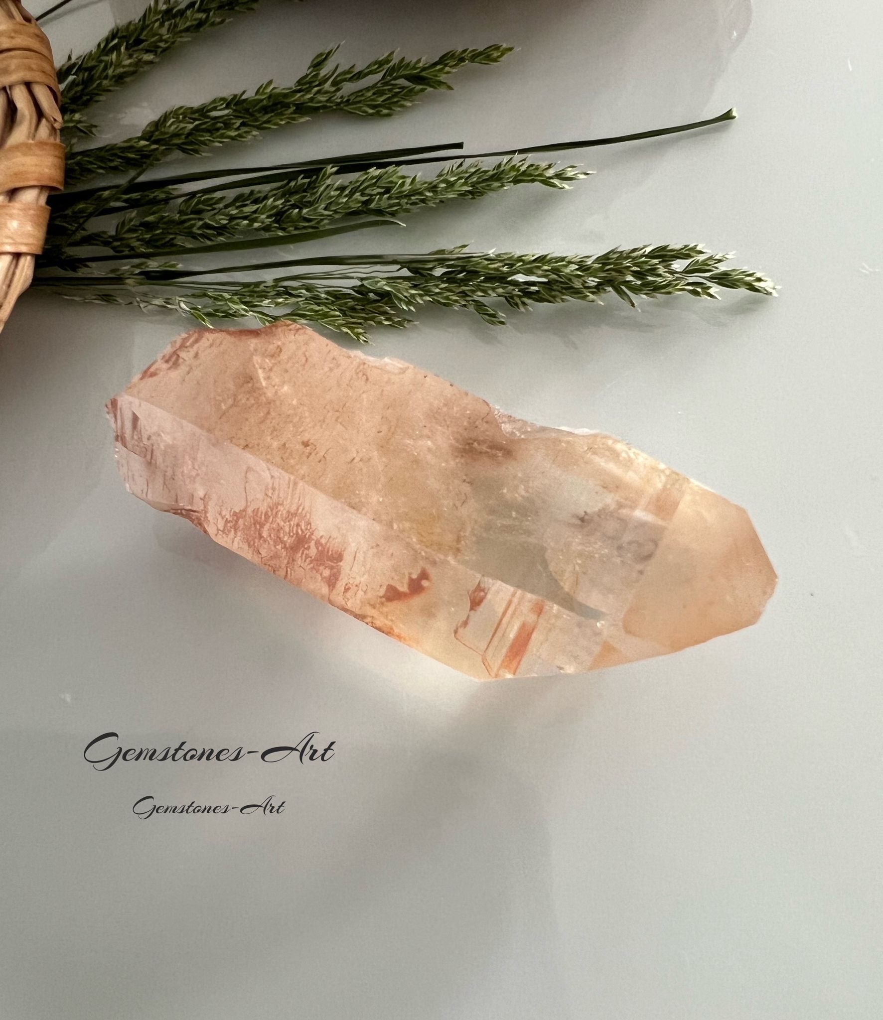 Ruwe Braziliaanse Tangerine kwarts edelsteen punt image 1