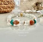 Armband / seleniet / bergkristal / zonnensteen /vergulde kraal - (handmade) image 0