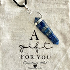 Hanger Lapis lazuli Dubbeleinder met Waxkoord image 1