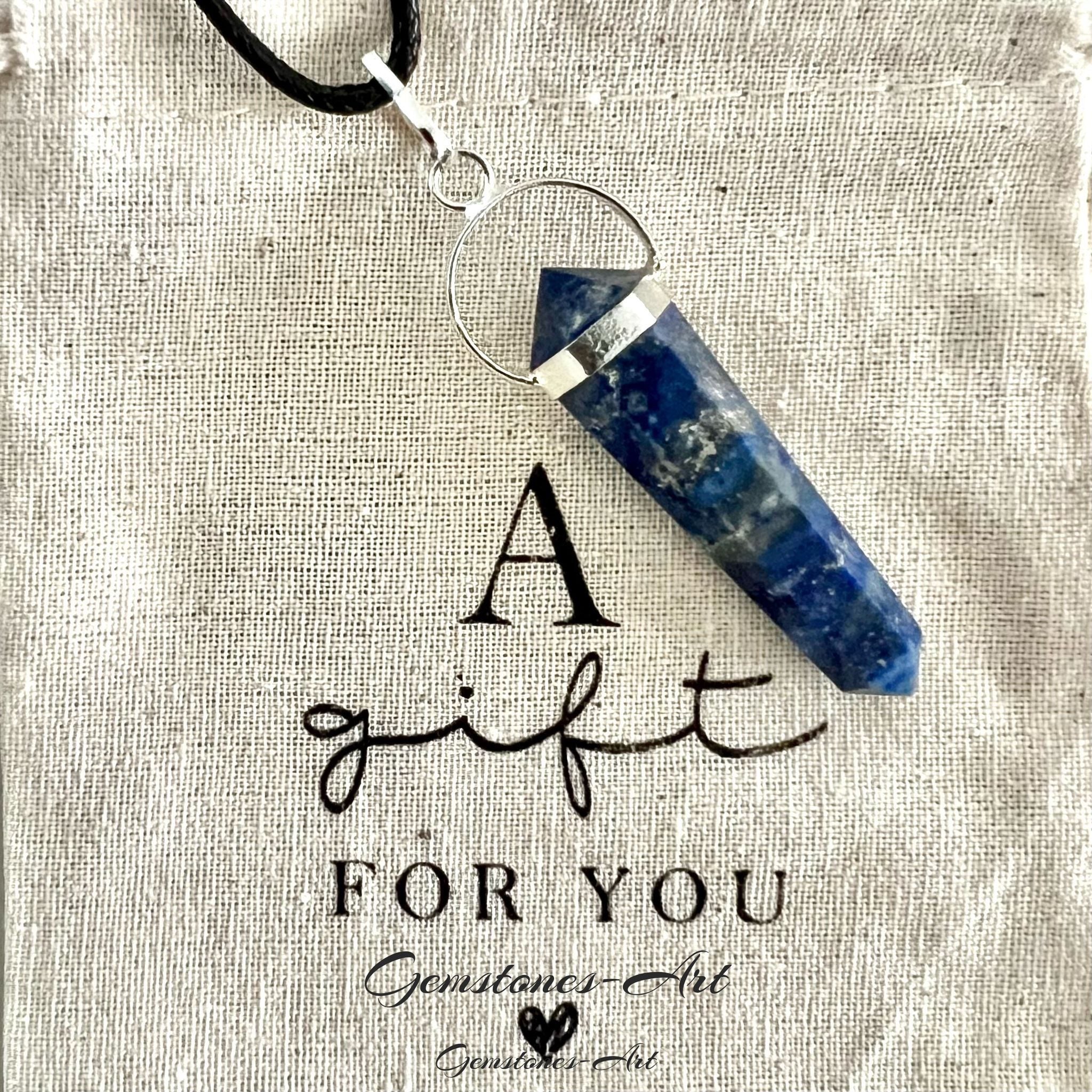 Hanger Lapis lazuli Dubbeleinder met Waxkoord image 1