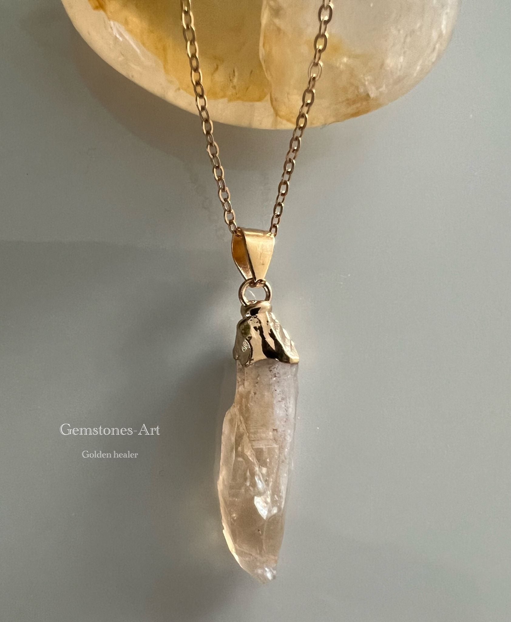 Lemurian (Golden healer) hanger met ketting image 0