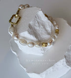 Dames armband-pearl gold - afmeting: 17.5 cm - afmeting: kraal 6mm image 0