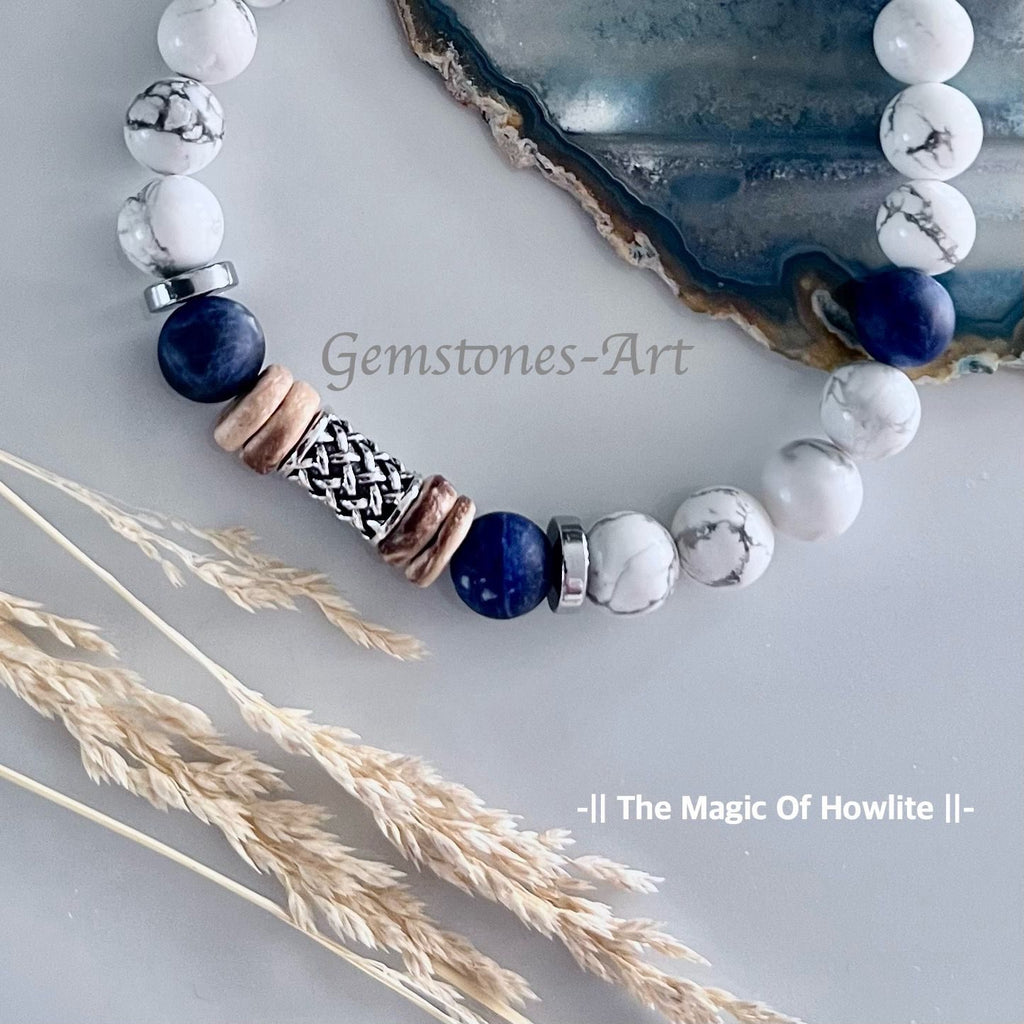 HOWLITE Heren armband / met Sodaliet &amp; Keltische knoop image 0