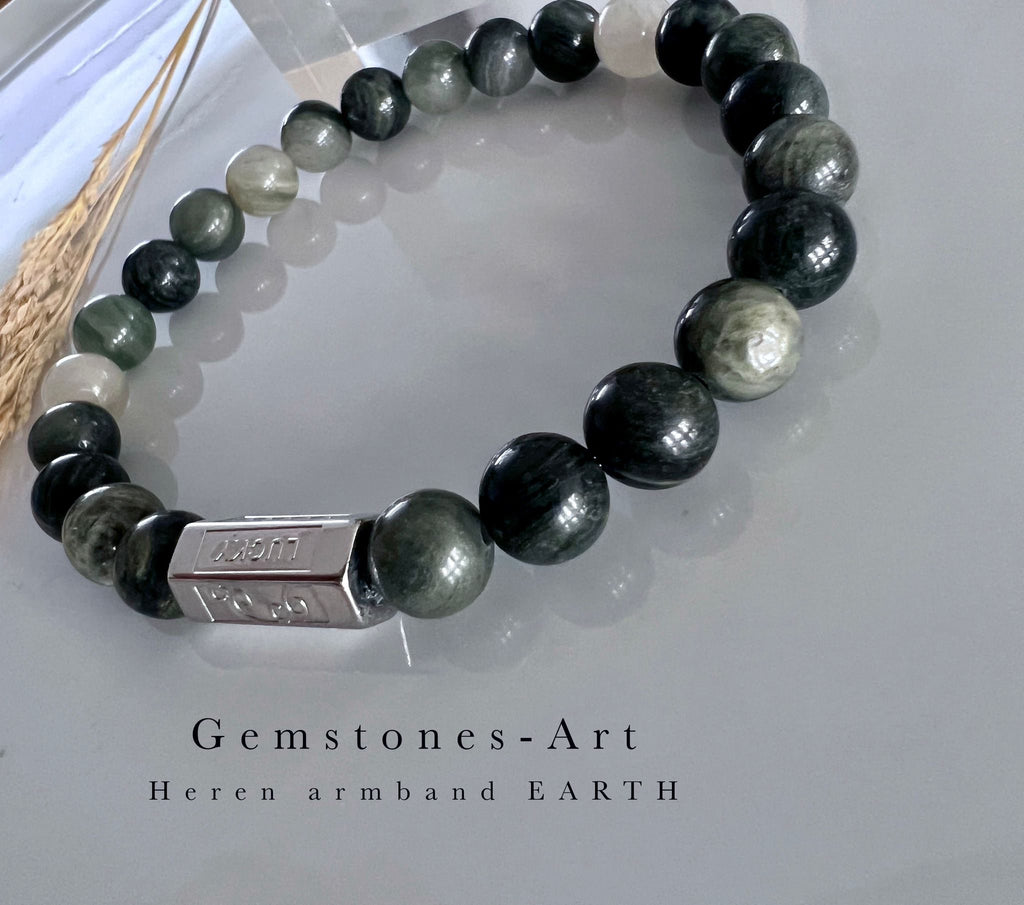 Twee Heren armbanden Groene Jaspis / picture Jaspis image 0